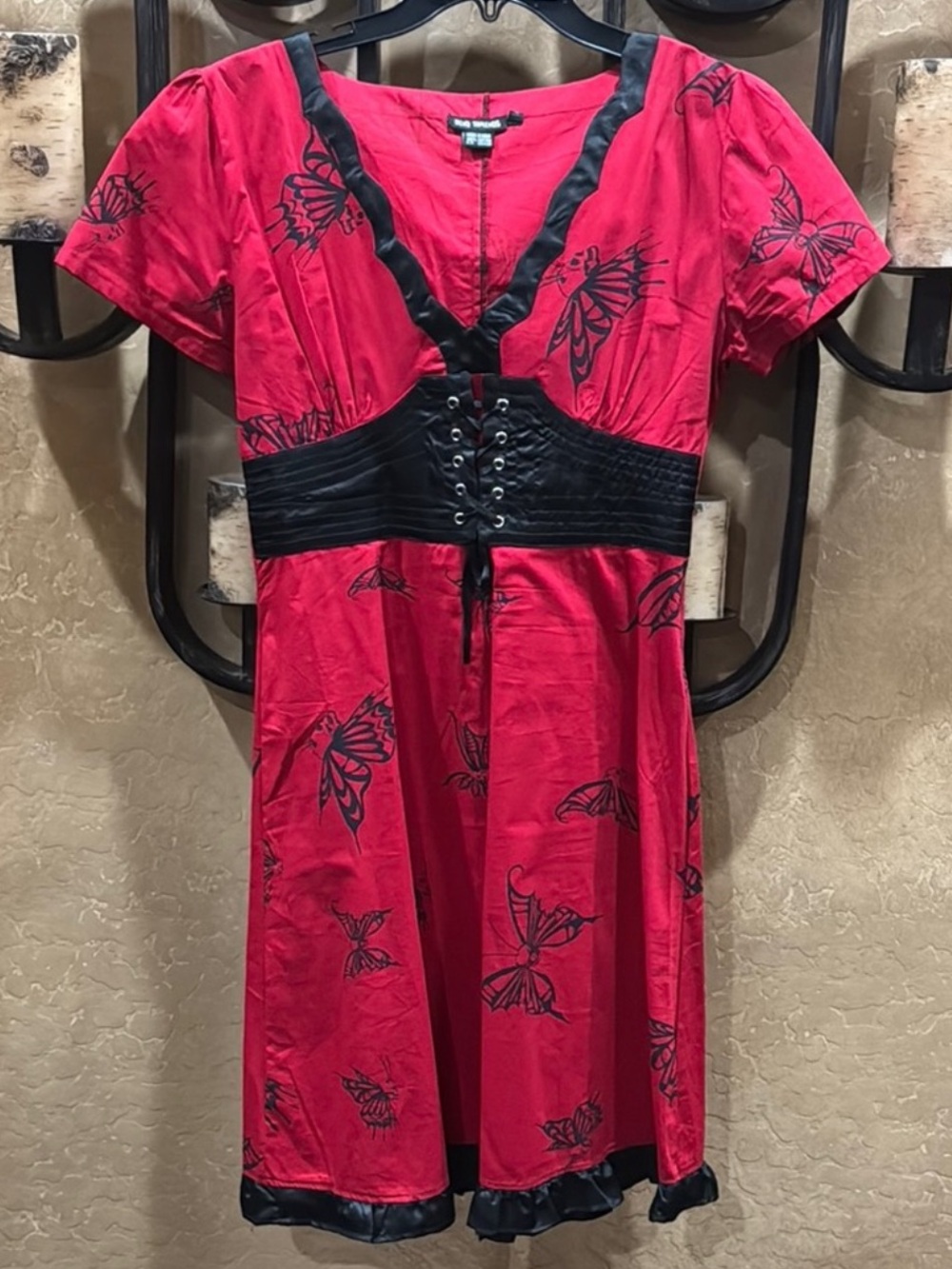 Dead Threads Dress Red Butterfly Skulls. SZ Large